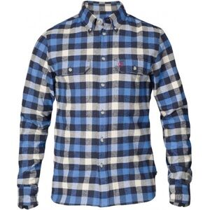 FJALLRAVEN Skog Plaid Casual Flannel Button Down Shirt Men's Medium M Slim Blue